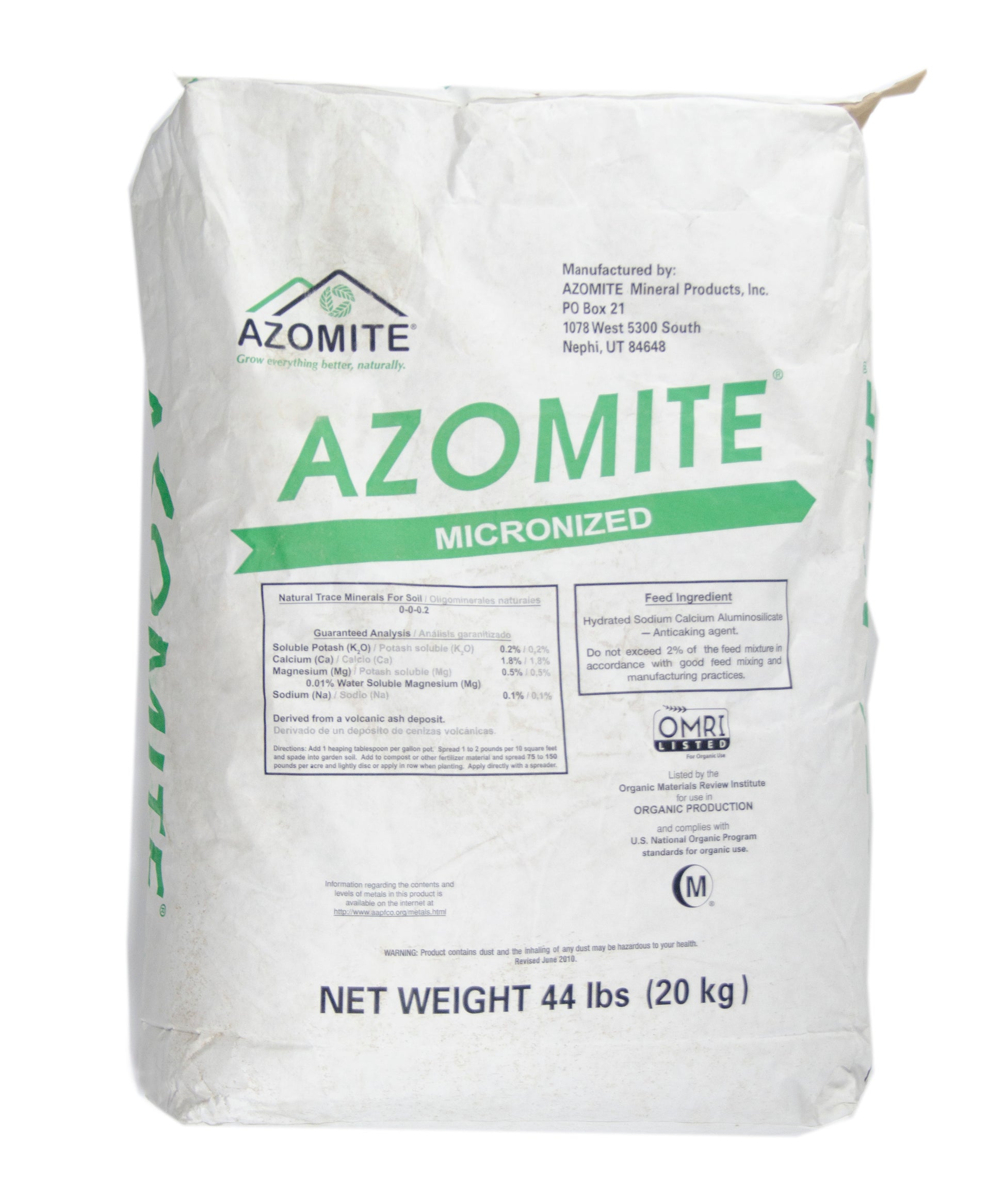 Micronized Azomite 44 lbs. Volcanic mineral powder soil ammendment.