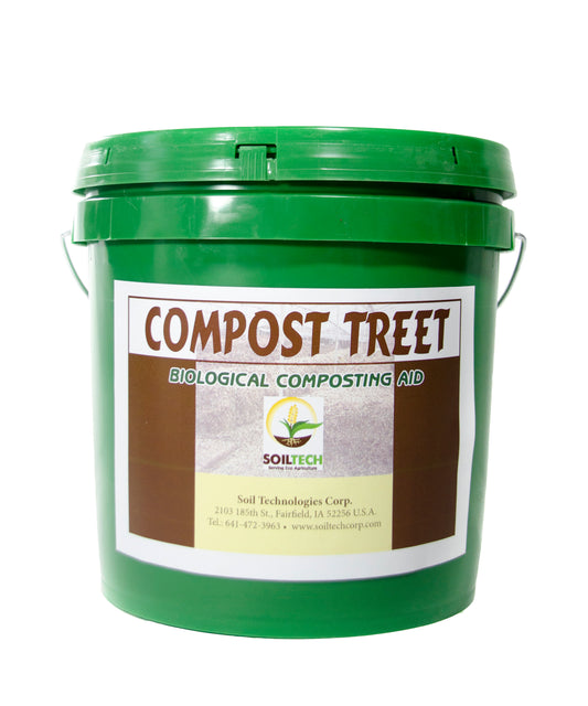 Bucket of Compost Treet: Biological composting aid. Compost Treet is a concentrated formulation of selected microbials and nutrients designed to initiate and accelerate the composting process.
